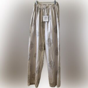 Civico 51 Linen Blend Wide Leg Medallion Print Pants Made in Italy Women’s S NEW